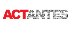 Logo del Actantes: con fondo blanco, las letras 'ACT' en rojo, y en secuencia las letras 'ANTES' hechas con los números 0 e 1 en negro. No hay espacio entre las dos partes; el logo es una palabra contígua.